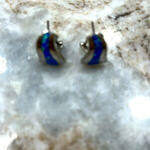 Classic opal and silver earrings